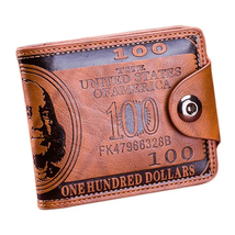 Men&#39;S Wallets with 100 US Dollar Pattern Wallet Male Leather Wallet Phot... - £10.61 GBP+
