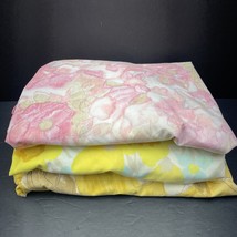 3 Vintage Fitted Bed Sheets – Cannon Sears Burlington Floral Full/Double... - $37.05