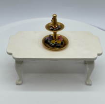 Vintage Miniature Dollhouse Desert Table Petit Fours Cake on White Table Tray - £7.58 GBP
