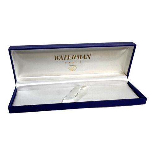 Primary image for Waterman Paris EMPTY Blue & Gold Pen Box Case Gift Set Satin Lining Storage