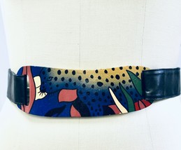 Mob VTG Leopard Jungle Wood Belt Buckle Leather DONCASTER Women 80s Adju... - $48.11