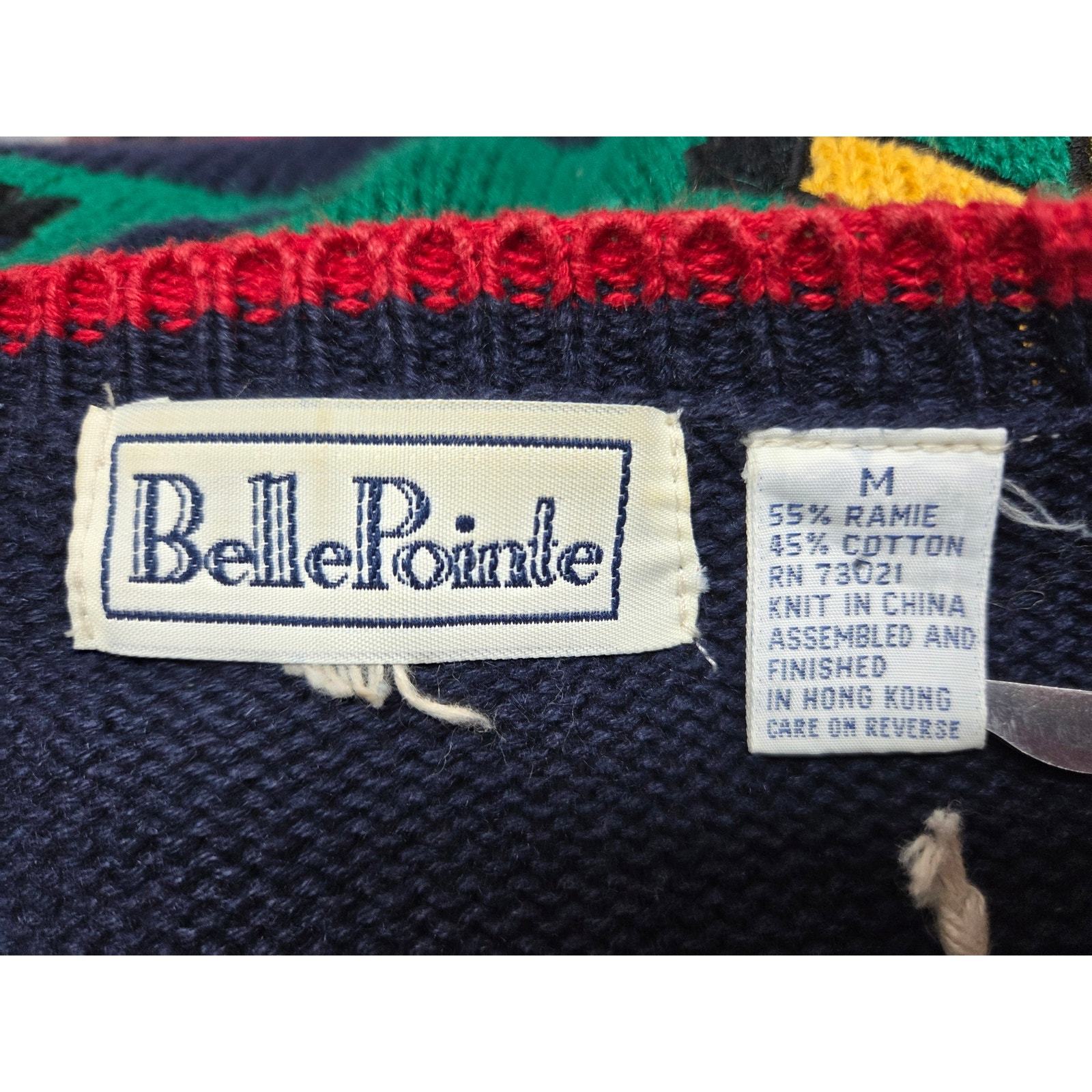 VTG 80s Belle Pointe School Theme Novelty Cardigan Sweater Teacher Chic M Item image 6