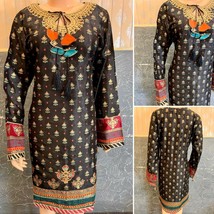  Pakistani Black Silk  Kurta , Thread work, Medium - $64.35