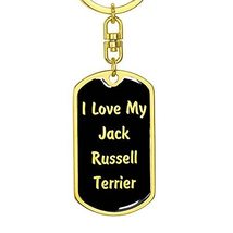Love My Jack Russell Terrier v5 - Luxury Dog Tag Keychain 18K Yellow Gold Finish - £27.64 GBP