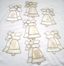 Set of 7 Vintage Shale Like Bell Shaped Stained Glass Style Ornaments - $14.99