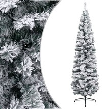  Fake Xmas Tree Green with White Snow Flocking PVC, Steel Slim - $2,106.85 MXN