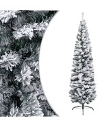 Fake Xmas Tree Green with White Snow Flocking PVC, Steel Slim - $2,106.85 MXN