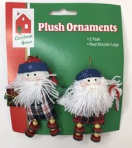 Vintage Christmas House Plush Santa Claus Tree Ornaments NOS - £9.41 GBP