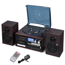 Bluetooth Wireless Stereo Record Player Turntable Am/Fm Cd Cassette - $277.99