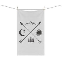Cross Symbol Kitchen Towel - Crescent Moon, Mountain, Sun, Forest - Minimalist P - £18.16 GBP+