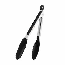9 Inch Kitchen Tongs, Cooking Tongs With Silicone Tips And Stainless Steel Handl - £12.05 GBP