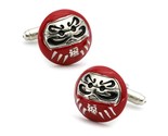 DARUMA CUFFLINKS w Bag Round Red Lucky Japanese Doll Icon Zen Buddha Bod... - $223.25 MXN