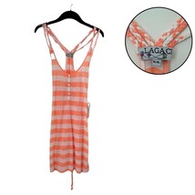 NWT Lagaci Y2K Tank Dress XL Coral Striped Braided Strap Boho Summer Mini - $24.75
