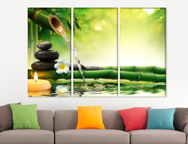 Spa Garden Decor Water Flow Bamboo Poster Canvas Art Stones Print Zen Nature Wal - £39.16 GBP