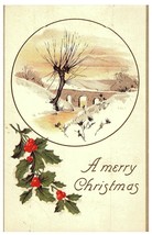 Vintage Christmas Embossed Postcard Winter Scene Mistletoe 1911 - £7.71 GBP