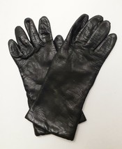 ATKINS Black Leather Gloves Lined Made in Italy Women&#39;s Size Size 7 Vintage - $28.94