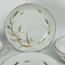 Violet China Golden Wheat 2 Cups + Plate &amp; Saucer Porcelain Japan Lot Of 4 Pcs - £9.30 GBP