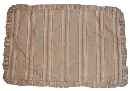 Pottery Barn Beige Ivory &amp; Tan Stripe Ruffled Lumbar Pillow Cover 16&quot; X 26&quot; - £11.96 GBP