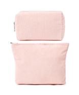 2 Pieces Makeup Bag Large Corduroy Cosmetic Bag Pink Capacity Canvas Tra... - £12.85 GBP