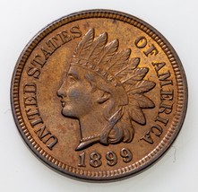 1899 1C Indian Cent in Choice BU Condition, Brown Color, Some Original Red! - $79.19