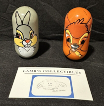 Disney Kelloggs Weeble Woobles Beanz lot of 2 Bambi #5 &amp; Thumper Rabbit #44 - £15.43 GBP