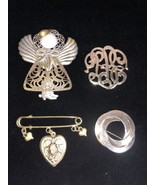Vintage Goldtone Scarf Dress Clips Cowgirl Angel, Mono. Scroll, Heart, I... - $356.58 MXN