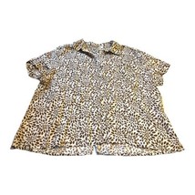 Kim Rogers Button Down Short Sleeve Brown Floral Shirt Women Size 2X Top Blouse - £14.97 GBP