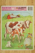 Vintage 1983 Golden Frame Tray Puzzle COW & CALF Western Publishing 45110-33 - $12.81