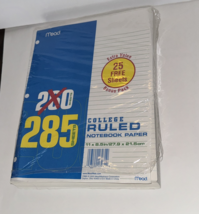 Mead Filler Paper College Ruled 11 x 8 1/2 White 285 Sheets  - $8.99
