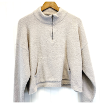 RDI Womens L Cozy Half Zip Pullover Top Sweater Stretchy Light Gray Soft - £23.11 GBP