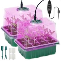 2-Piece Seed Starter Kit with Grow Light &amp; Humidity Dome for Indoor Gard... - $39.55