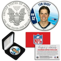 TOM BRADY QB #12 Patriots NFL Background 1 oz PURE SILVER AMERICAN EAGLE... - €73,75 EUR