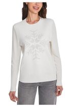 525 Womens Sweater Ivory Snowflake Christmas Holiday Crewneck Long Sleev... - $42.99