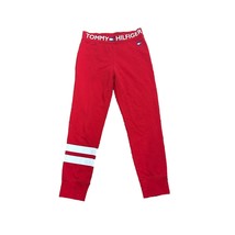 Tommy Hilfiger Girls Leggings Size 8-10 Red Spell Out Stretch White Stripe Heart - $14.85