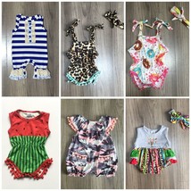 NEW Boutique Baby Girls Romper &amp; Lot Size 0-3 M Wholesale Watermelon Leopard - £26.10 GBP