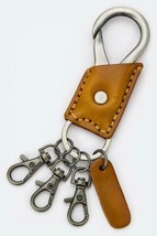 Modern Genuine Leather in Camel 3 Hooked Hanging Look Metal Keychain Key... - £9.72 GBP