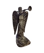 VTG Hand Sculptured Metal Christmas Angel Trumpet Flower Dress Candle Ho... - £25.55 GBP