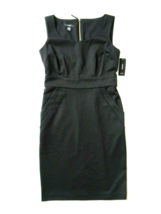 NWT Alfani Sheath in Ebony Black Sleeveless Exposed Back Zip Stretch Dress 2 - £7.13 GBP
