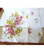 Vintage Linen Spring Flower Bouquet Corner  Ladies Hankie 15.5&quot; x 15.5&quot; - £8.52 GBP