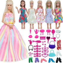 44 Set For Barbie Doll Clothes Party Gown Outfit Shoe Glass Necklace For... - $15.18 CAD