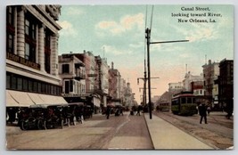 New Orleans LA Canal Street Looking Toward River Louisiana Postcard F41 - £7.68 GBP