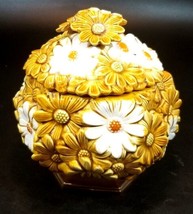 Vintage Fred Roberts Co Golden Harvest Raised Daisy Round Canister Cooki... - $37.61