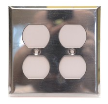 Silver Metal Double Outlet Plate Cover Vintage - £6.20 GBP