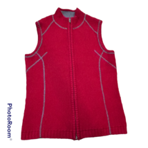 Eddie Bauer Women’s Lambs Wool Blend Knit Full Zip Vest Red Size medium - £19.97 GBP
