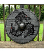 X-MAS Gift Wood &amp; Metal Medieval Knight Shield Handcrafted Viking Shield... - £131.24 GBP