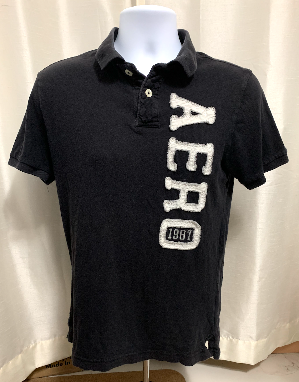Aeropostale Polo Shirt Mens T Shirt Short Sleeve Black Logo 100% Cotton ... - $14.99