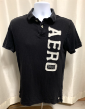 Aeropostale Polo Shirt Mens T Shirt Short Sleeve Black Logo 100% Cotton Size S - £11.93 GBP