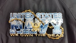 United States Navy &quot;We OWN the Seas&quot; Logo Embroidered Black Jacket Mens ... - £46.90 GBP
