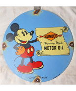 VINTAGE SUNOCO DISNEY MICKEY MOUSE PORCELAIN SIGN PUMP PLATE GAS STATION... - £89.55 GBP