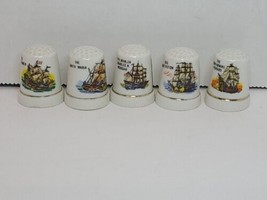 Lot Of 5 Vintage Thimbles Historical Boat Theme - £10.17 GBP